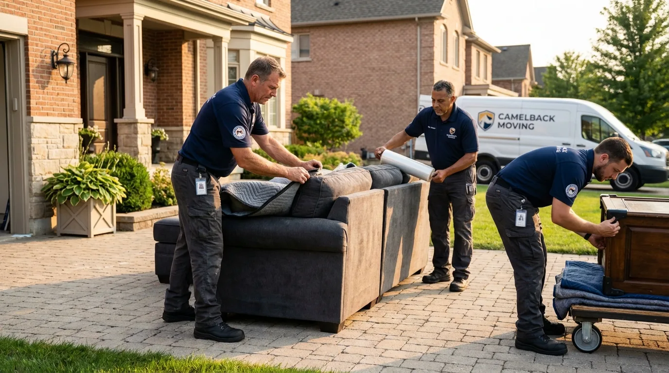 Large estate moving crew wrapping furniture in Deposit, NY